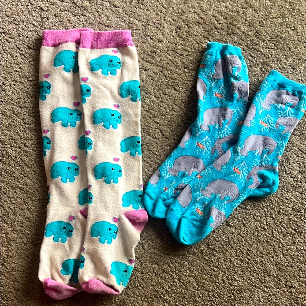 Couple Pairs of Manatees Novelty Socks